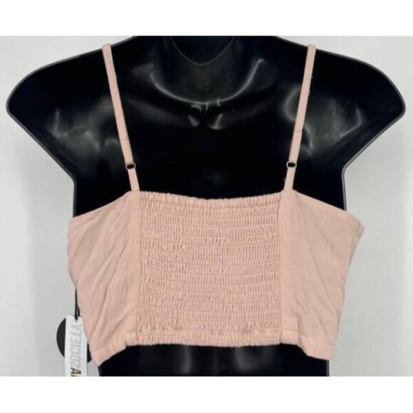 Amuse Society Pink Crop Top Blouse Size Medium M Mauve Shirred Women NWT New - Picture 4 of 7